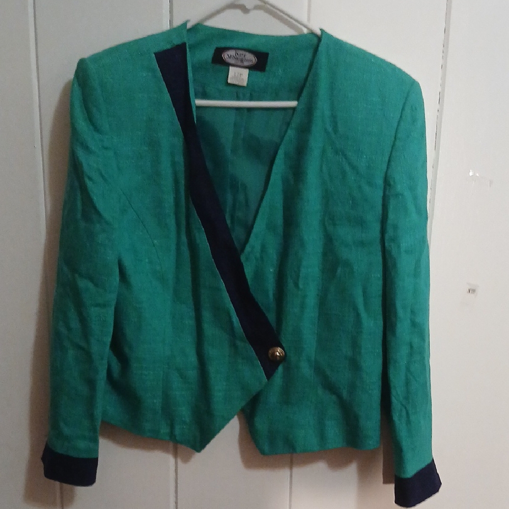 Pendleton Green and Black Blazer Asymmetrical Suit Jacket